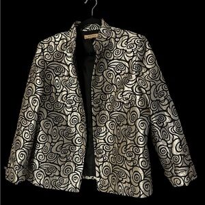 Kasper Women's Black and Mettallic Gold  Swirl Blazer